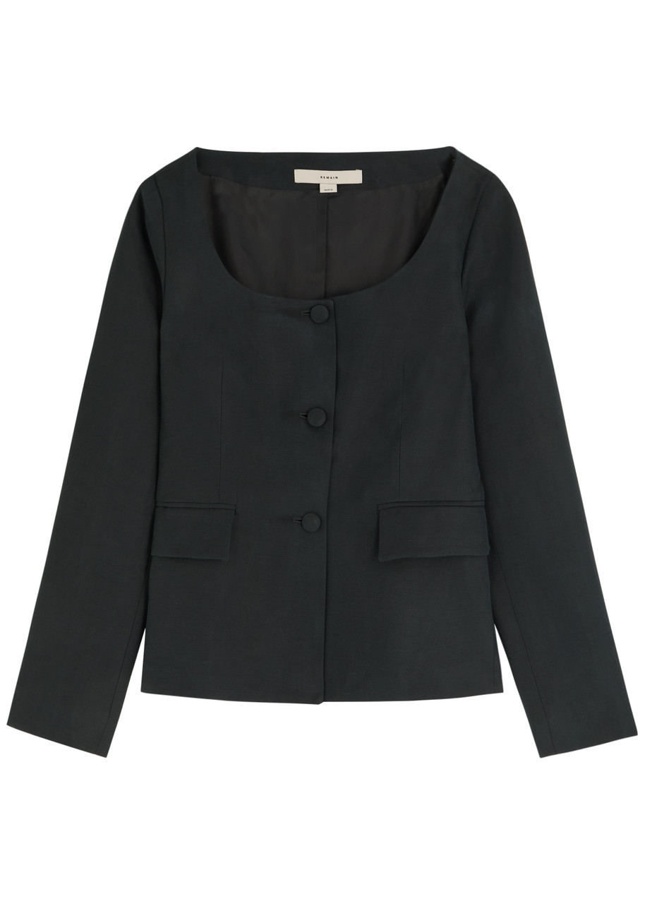 Open Neck Fitted Woven Jacket