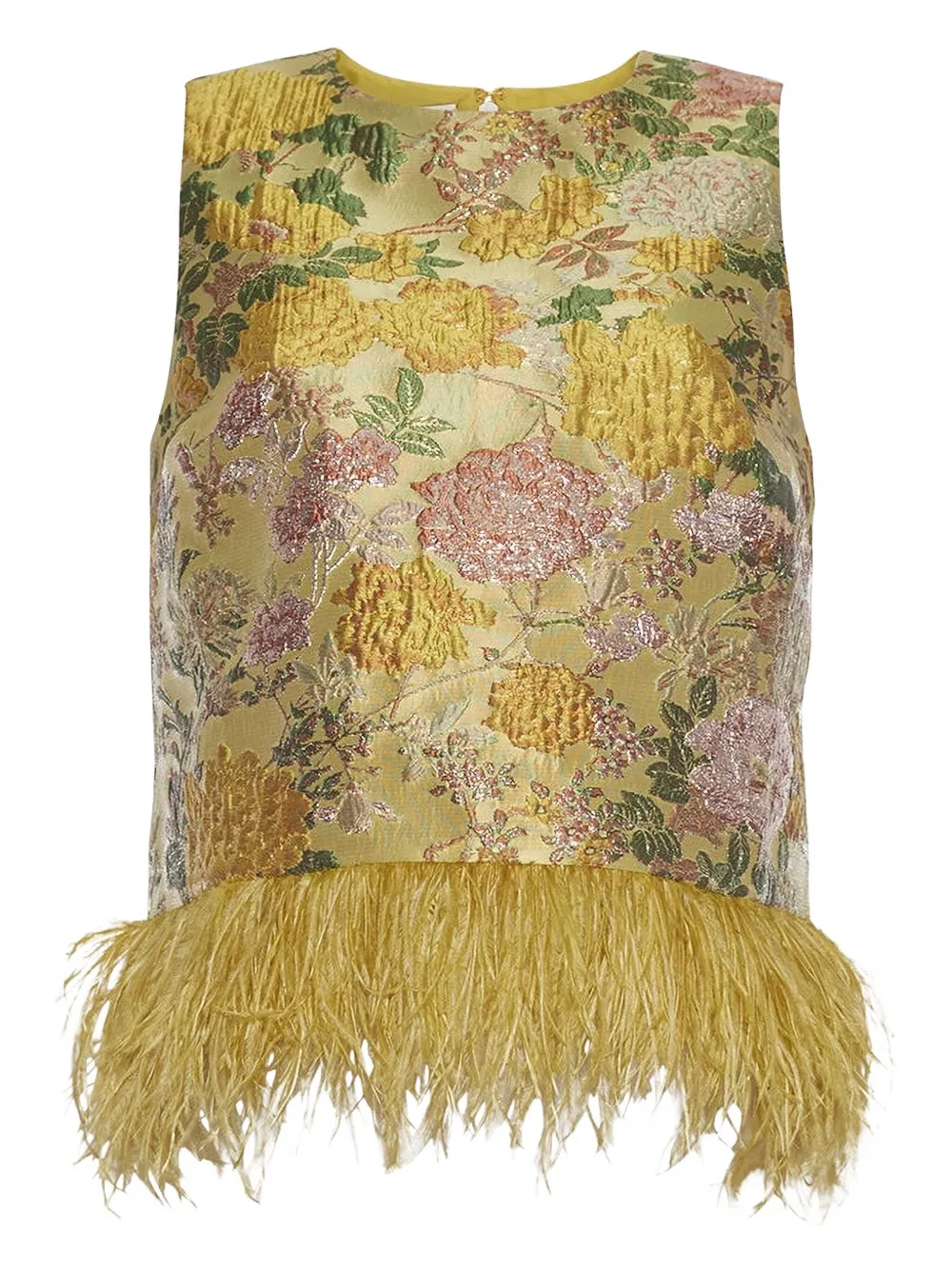 Cara Cara Belmond Feather-Trim Floral Top | Xxs