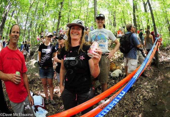 Former Pro Susan Haywood enjoying the festivities at the top of the mountain