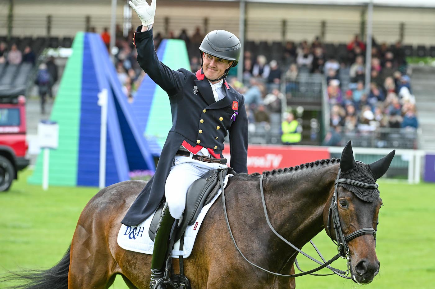 Tom McEwen and JL Dublin in the Badminton horse trials dressage phase