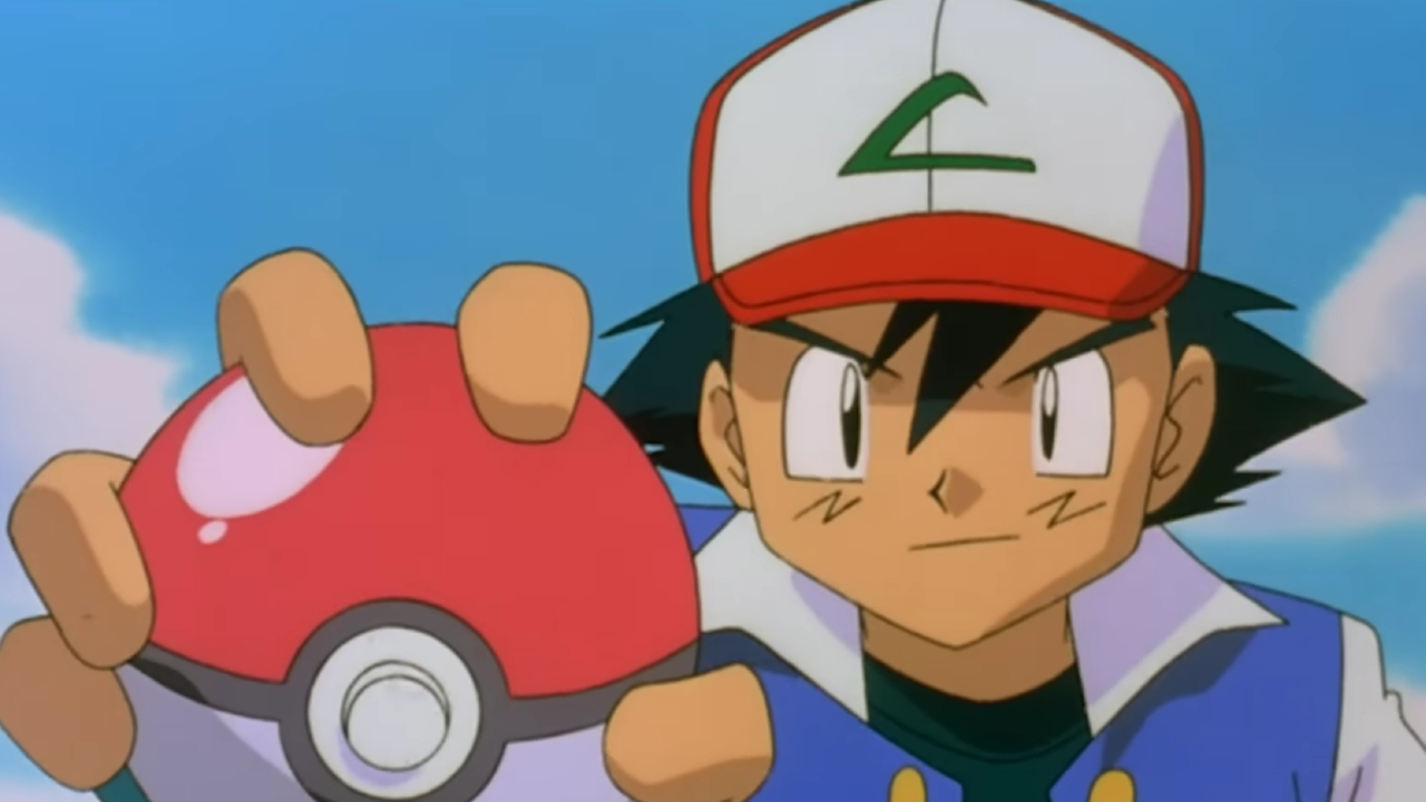 Ash Ketchum holding a Poke Ball in Pokemon: The First Movie
