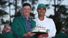Rory McIlroy and Harry Diamond pose with The Masters trophy