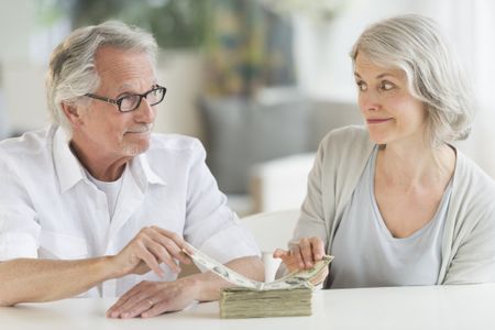 A older couple managing money 