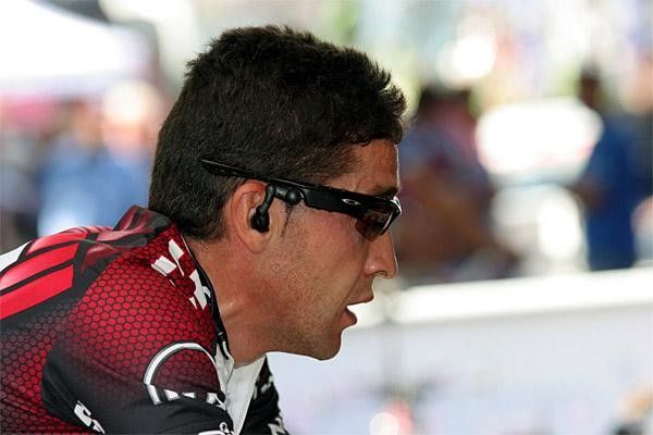 Carlos Sastre listens to some tunes as he works
