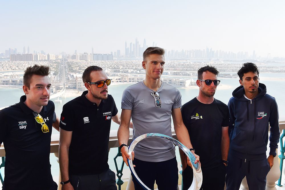 Viviani, Degenkolb, Kittel, Cavendish and Mirza.