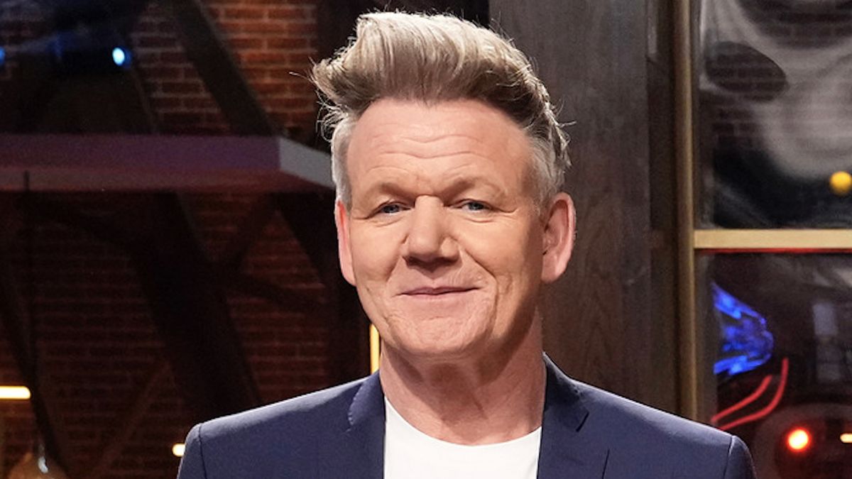 Close-up of Gordon Ramsay on the set of MasterChef Season 14