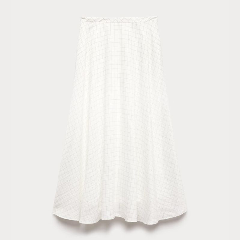 M&amp;amp;S checked midi skirt