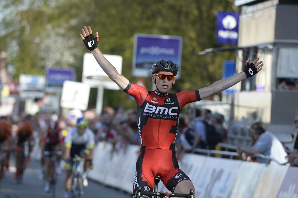 Hermans celebrates his win.