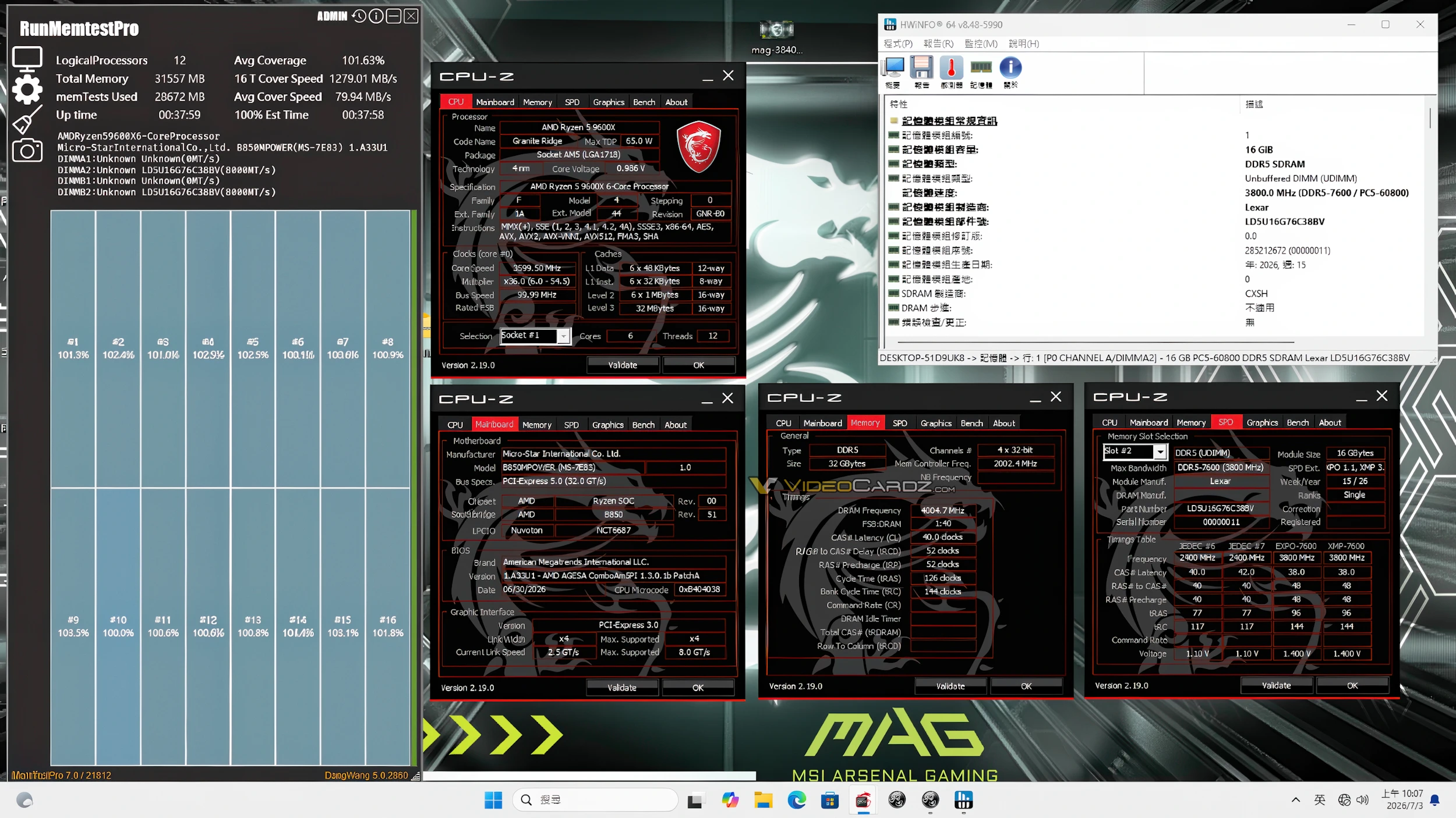 CXMT-made RAM running at high frequencies on MSI motherboards with flying colors 
