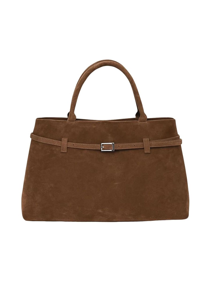 Base'ic, Base'ic Suede Tote Bag for Women – Faux Suede Shoulder Purse, Large Capacity Fashion Handbag for Work & Travel (brown)