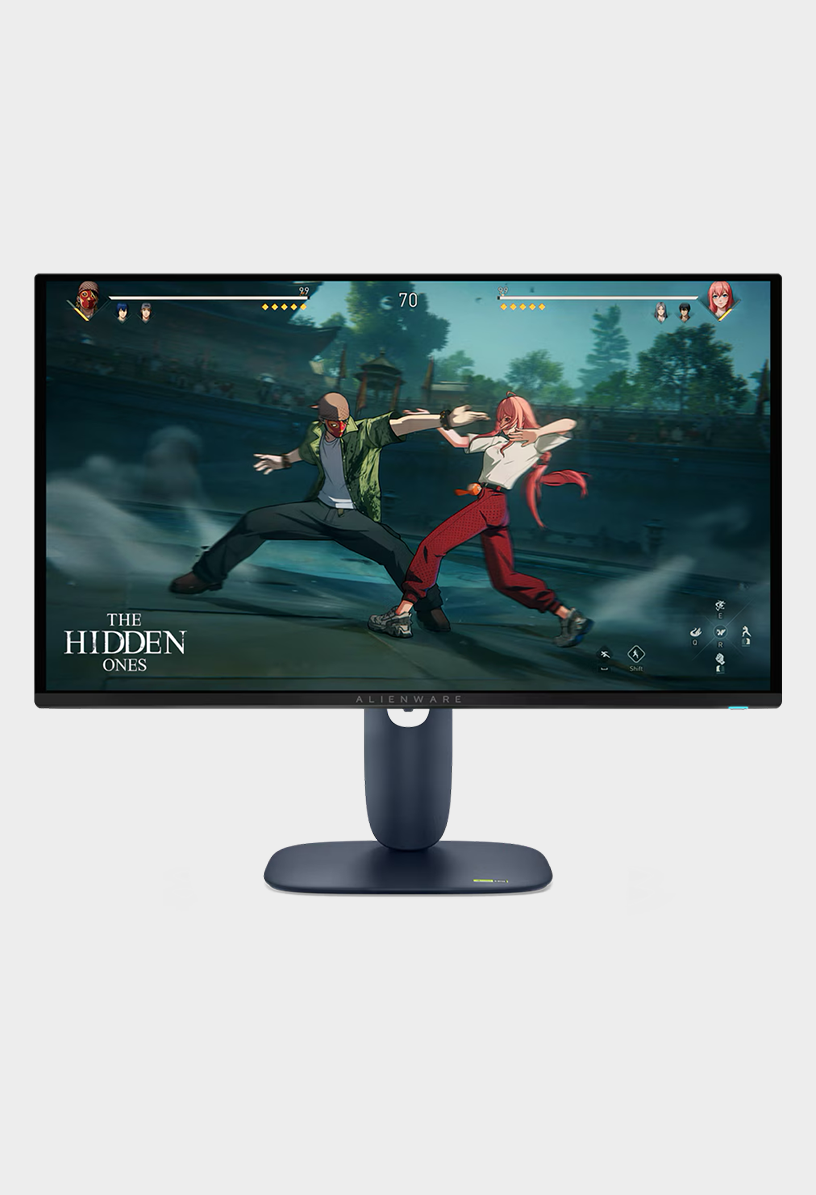 A gaming monitor with The Hidden Ones featured on the display