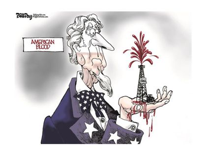 Political cartoon American blood