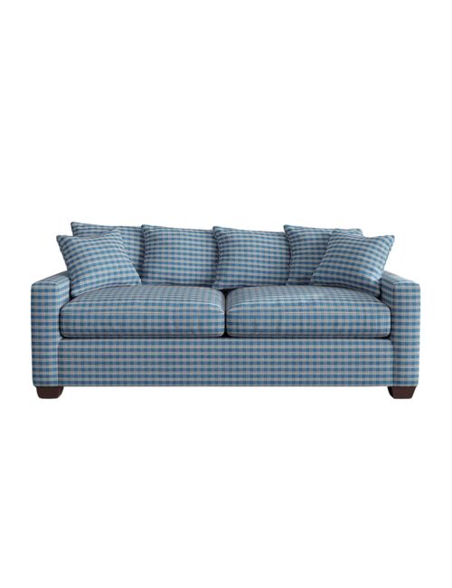 Hadley Upholstered Sofa in Blue Plaid