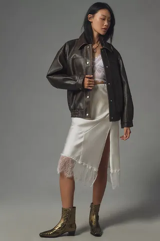 Pilcro Oversized Washed Faux Leather Jacket