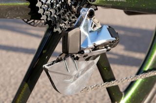 Detail of rear mech used on the custom Scott Foil Liquid road bike
