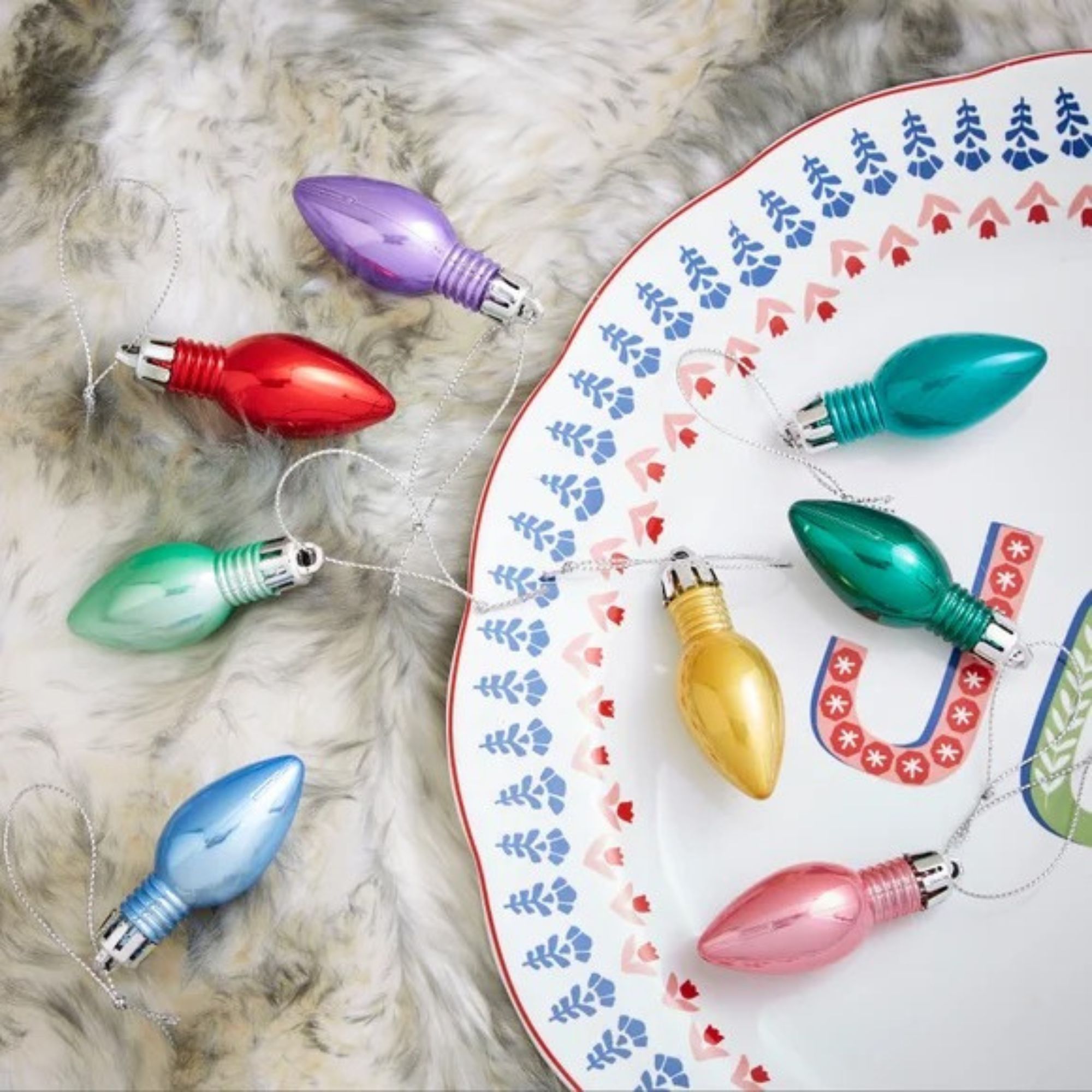 coloured light shape baubles