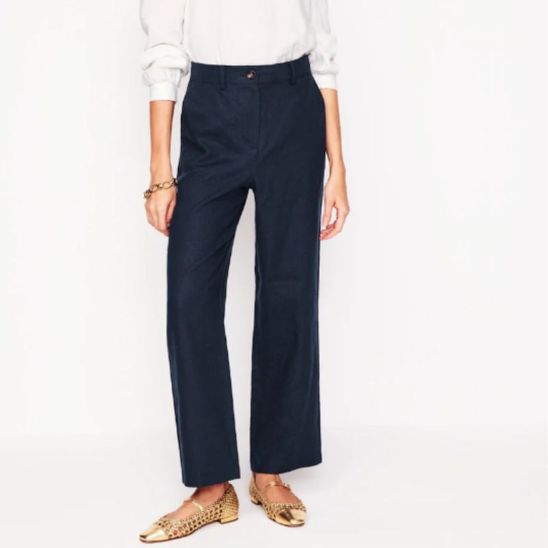 navy linen trousers