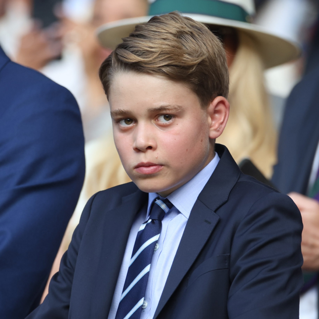 Prince George wears a suit and tie to Wimbledon on July 13 with father Prince William and sister Princess Charlotte