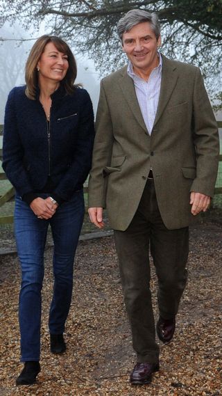 Michael and Carole Middleton pose for a photograph at their home in Berkshire on November 16, 2010