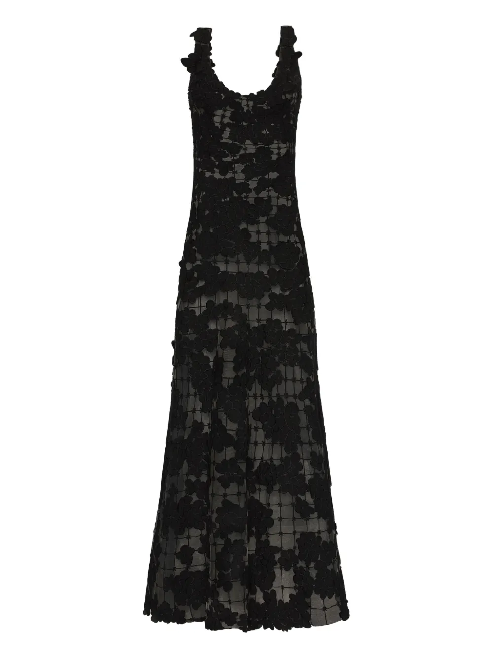 Oscar De La Renta Floral Cut-Out Threadwork Gown | 14