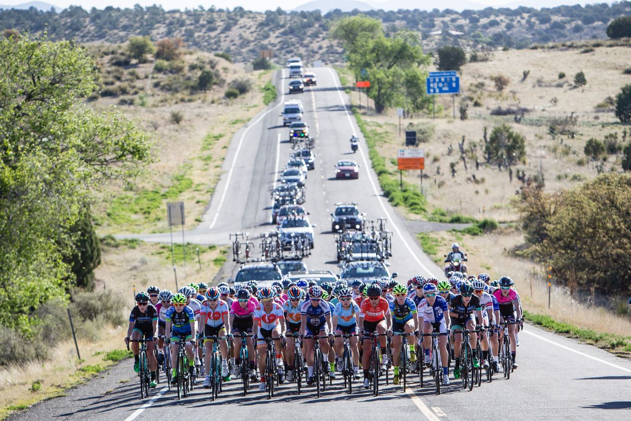 The women's race gets underway
