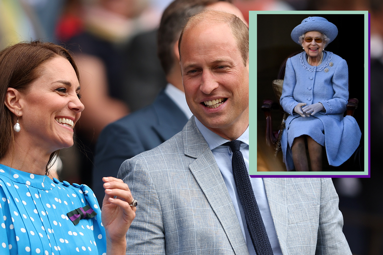 William and Kate alongside the Queen