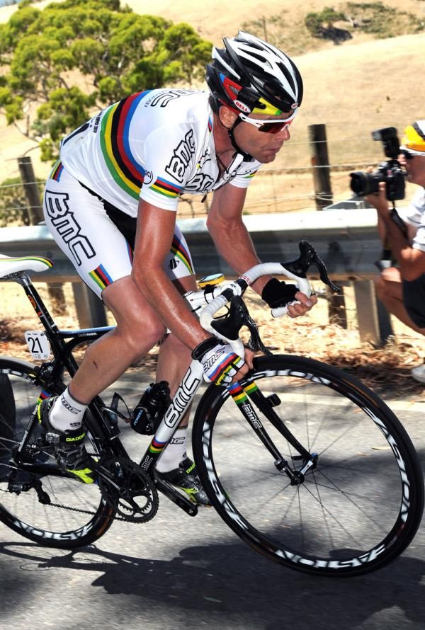 Cadel Evans (BMC) gets a move on, on stage five