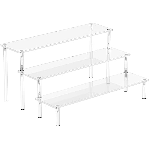 Aredpoook Acrylic 3 Tier Perfume Organizer Display, Cupcake Stand Holder, Large Shelf Risers for Figures, Dessert Shelves for Party, Riser Stand for Decoration and Organizer, Clear