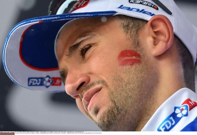 Nacer Bouhanni (FDJ) after his kiss on the podium