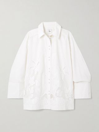 Agua Lace-Trimmed Broderie Anglaise Cotton-Poplin Shirt