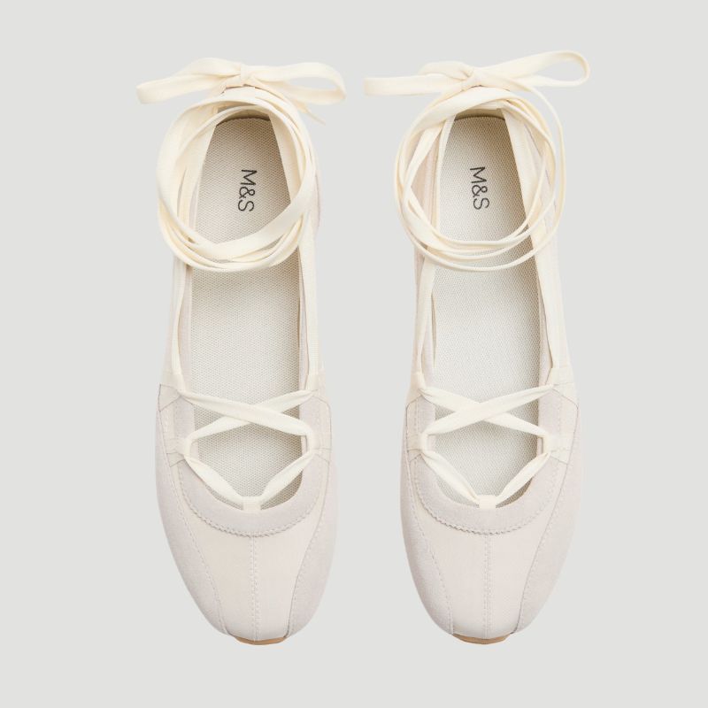 A cutout of cream ballerina trainers by M&amp;amp;S