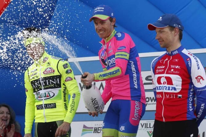 Damiano Cunego (Lampre Merida) on the podium.