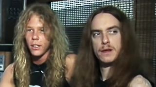 James Hetfield and Cliff Burton of Metallica being interviewed in 1986