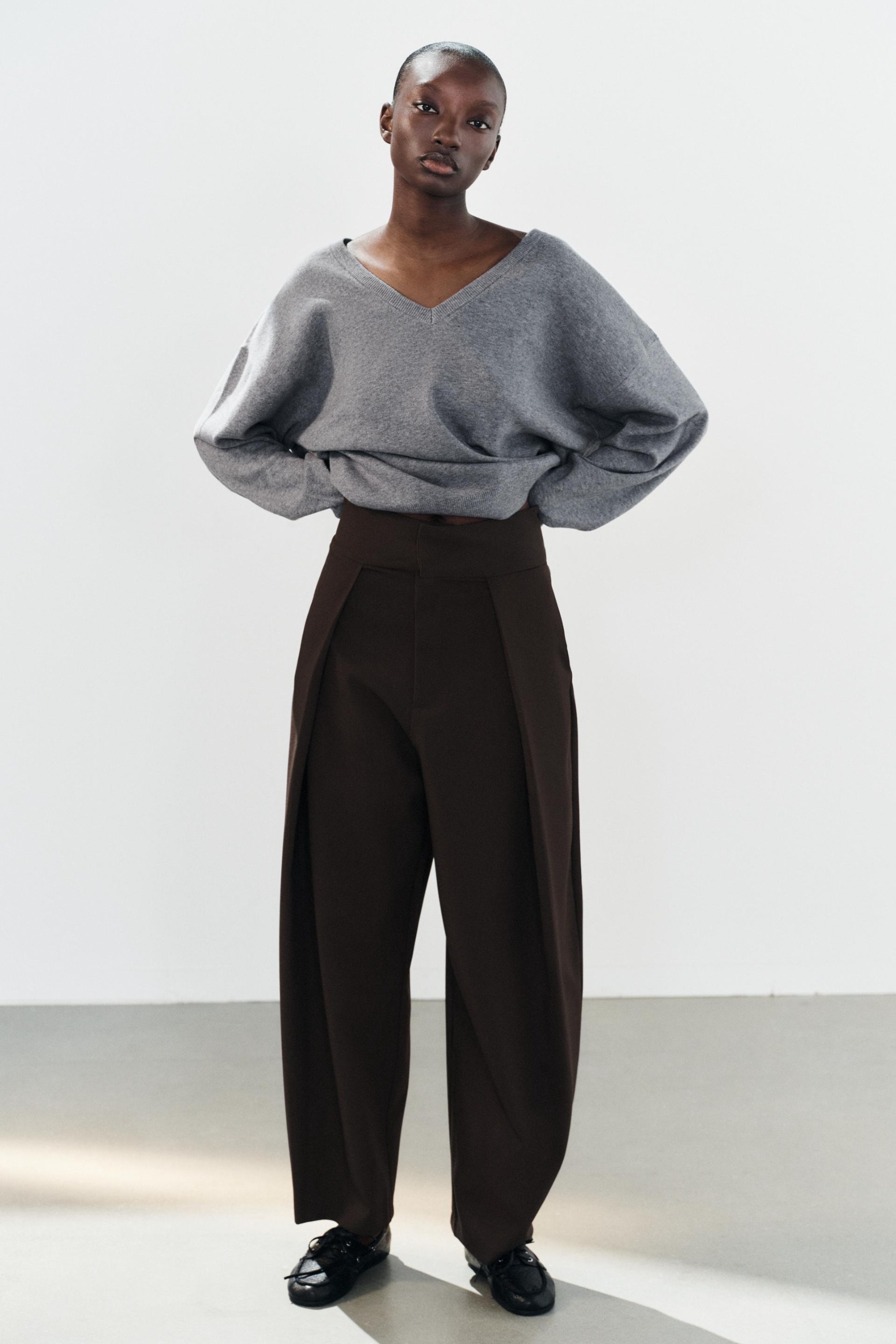 Pleated Balloon Pants - Dark Burgundy - Xs