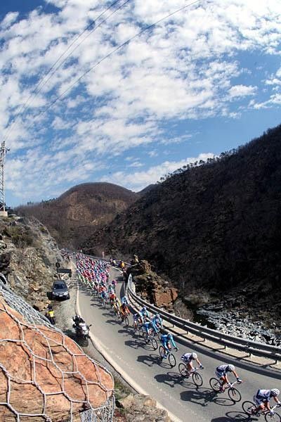 Riding up the pass.