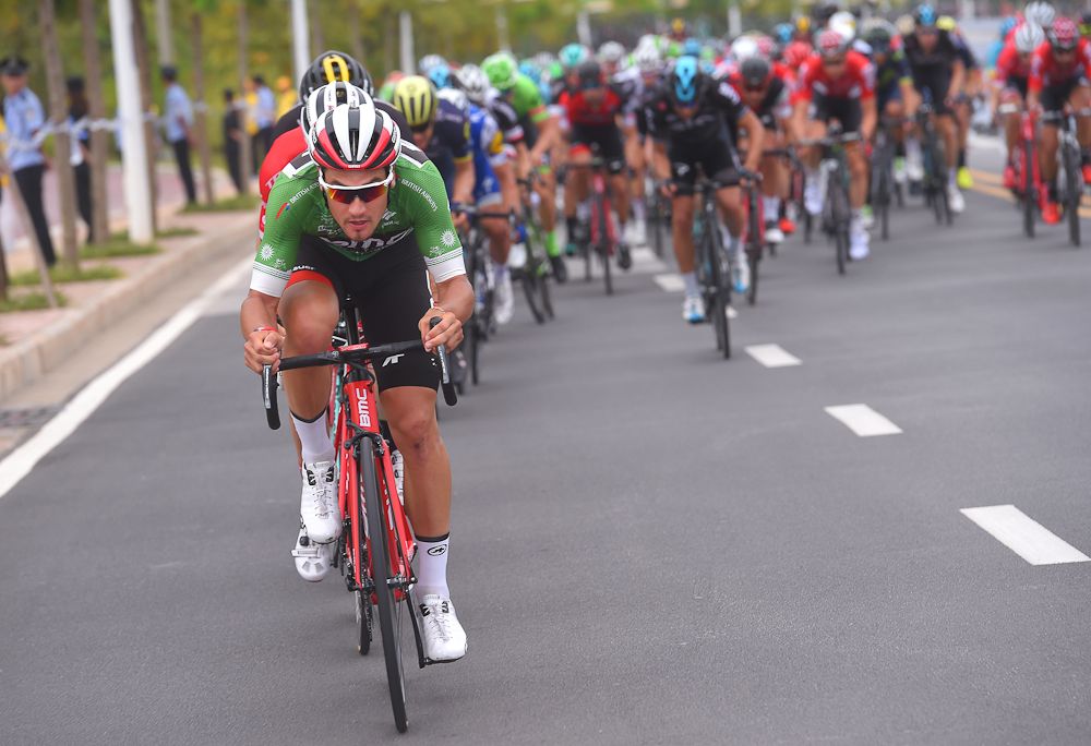 Silvan Dillier leads the bunch during stage 3 at the Tour of Guangxi