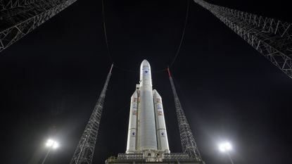A photo of the JWST rocket launch
