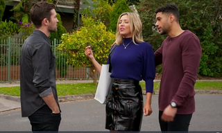 Ned Willis, Amy Greenwood and Levi Canning in Neighbours.