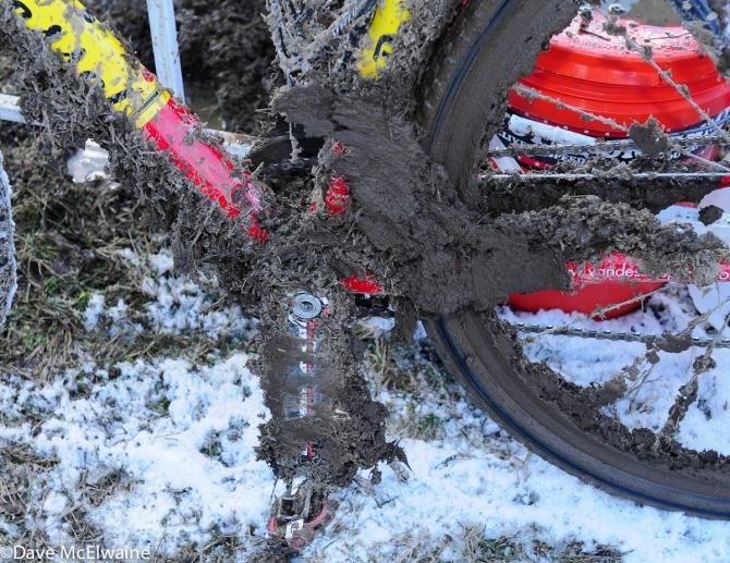 The mud was a show-stopper for many riders today
