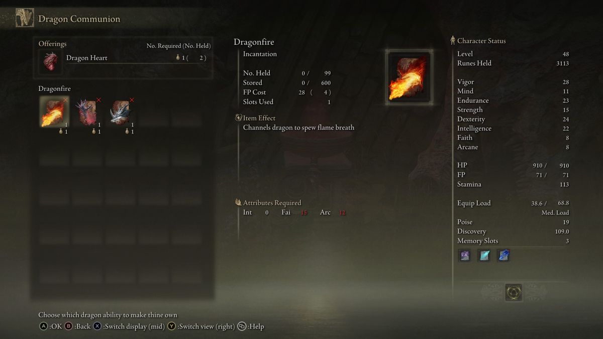 dragonfire menu