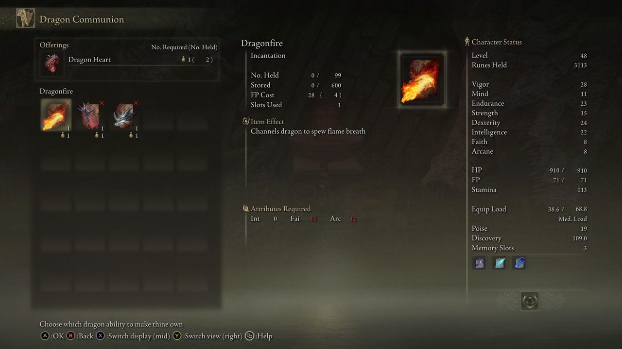 dragonfire menu