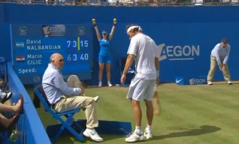 Professional tennis player David Nalbandian of Argentina, may face criminal charges from the London police after he angrily kicked an advertising board that then injured a line judge during t