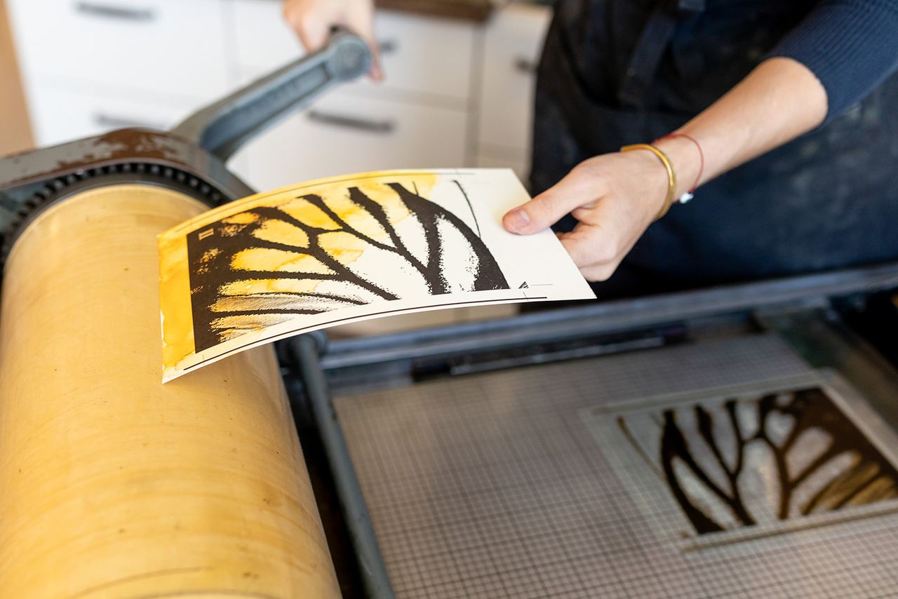 The printing process at Double Trip Press