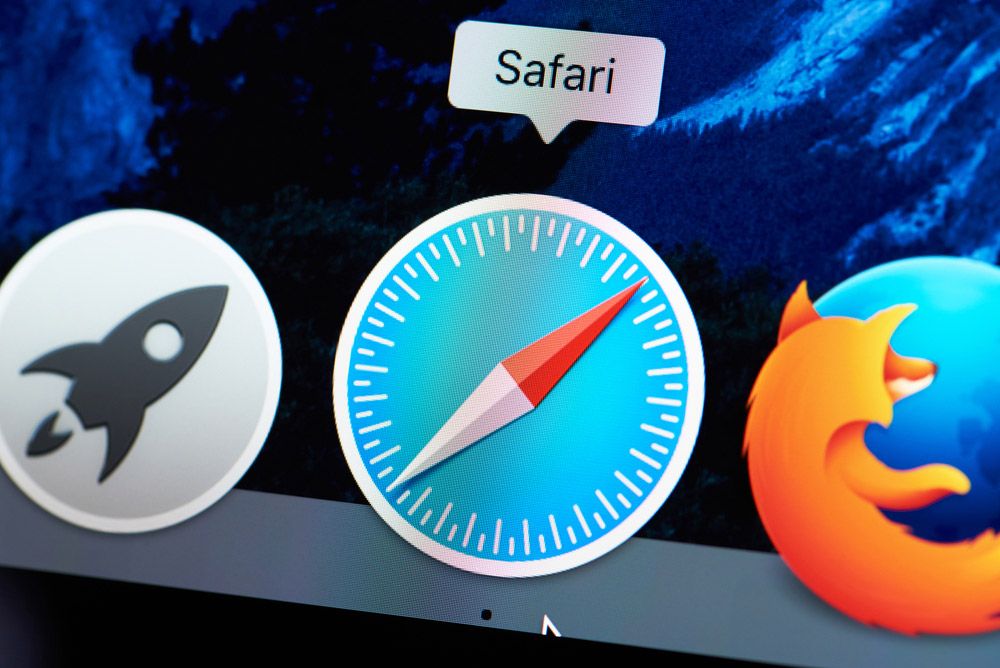 The Safari browser icon on the dock of a computer running macOS.