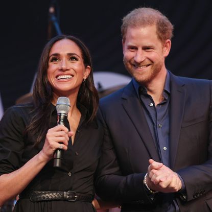 Prince Harry and Meghan Markle during a rare joint speech