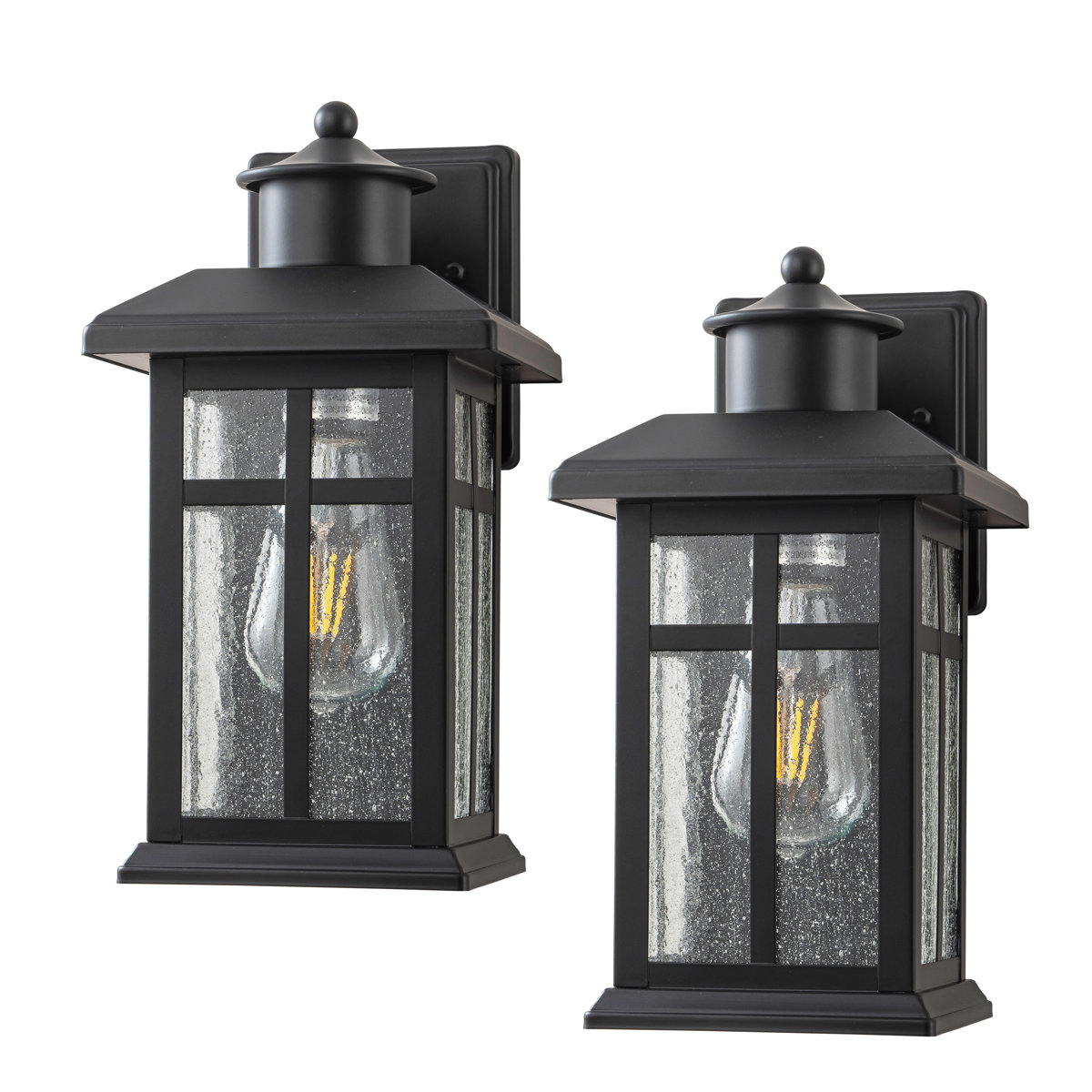 Breakwater Bay 2 Pack Outdoor Wall Lantern Sconce With Clear Seeded Glass &amp;amp; Reviews | Wayfair