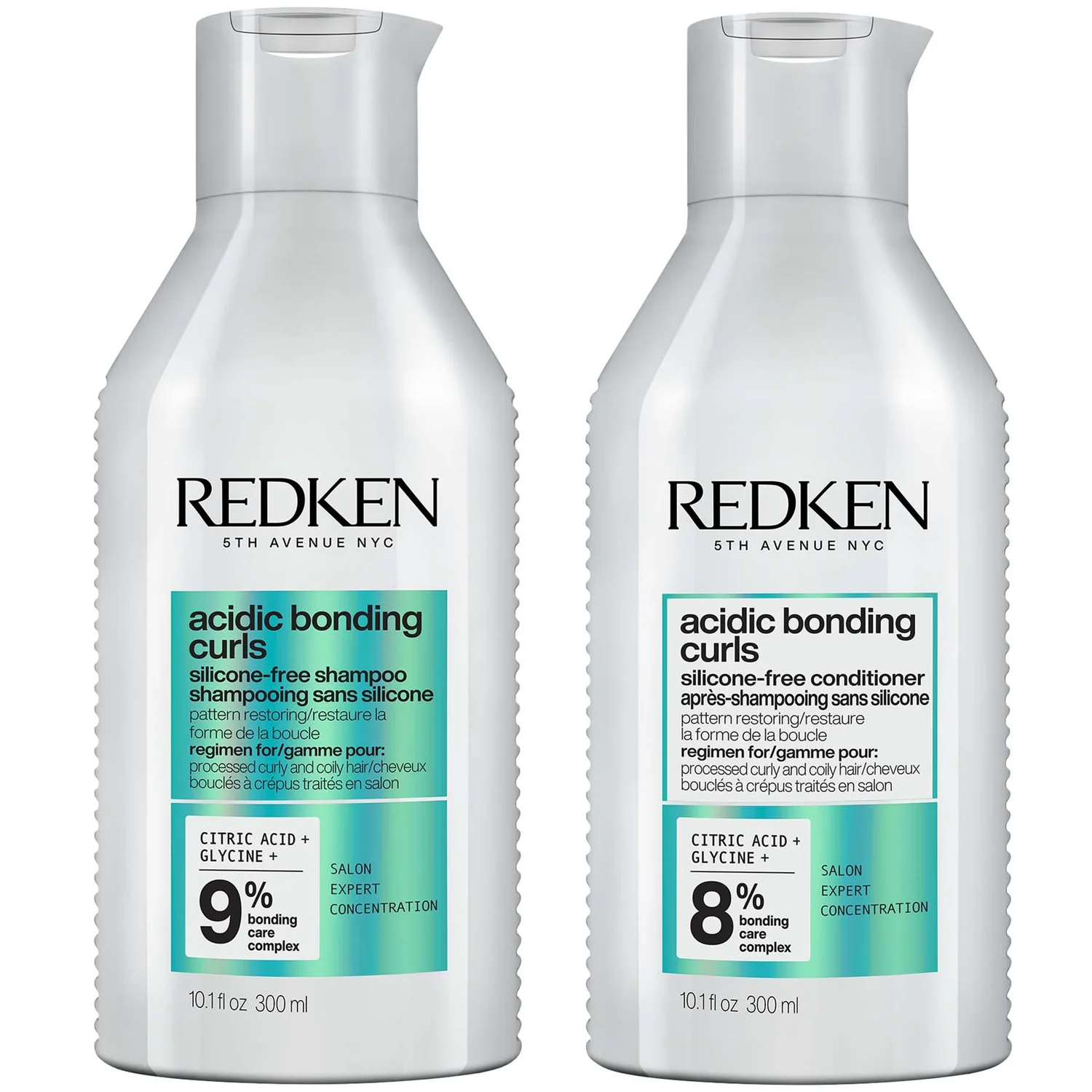 Redken Acidic Bonding Curls Shampoo 300ml and Conditioner 300ml Bundle for Damaged Curly &amp;amp; Coily Hair, Curl Defining
