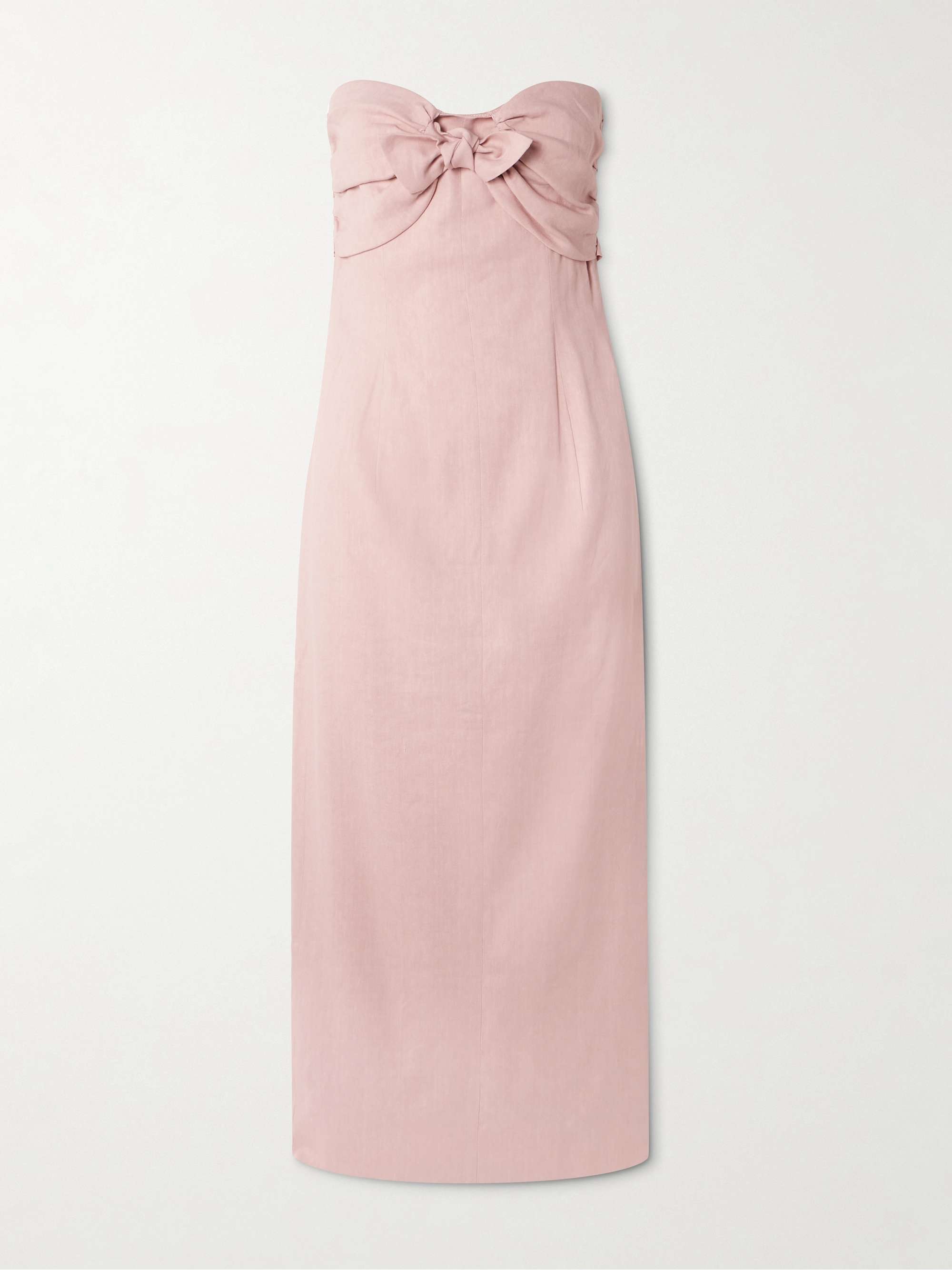 Rahel Gathered Tie-Front Linen-Blend Midi Dress