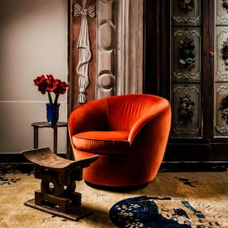 Luxury Designer Velvet Swivel Armchair