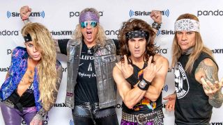 Steel Panther against a Sirius XM backdrop